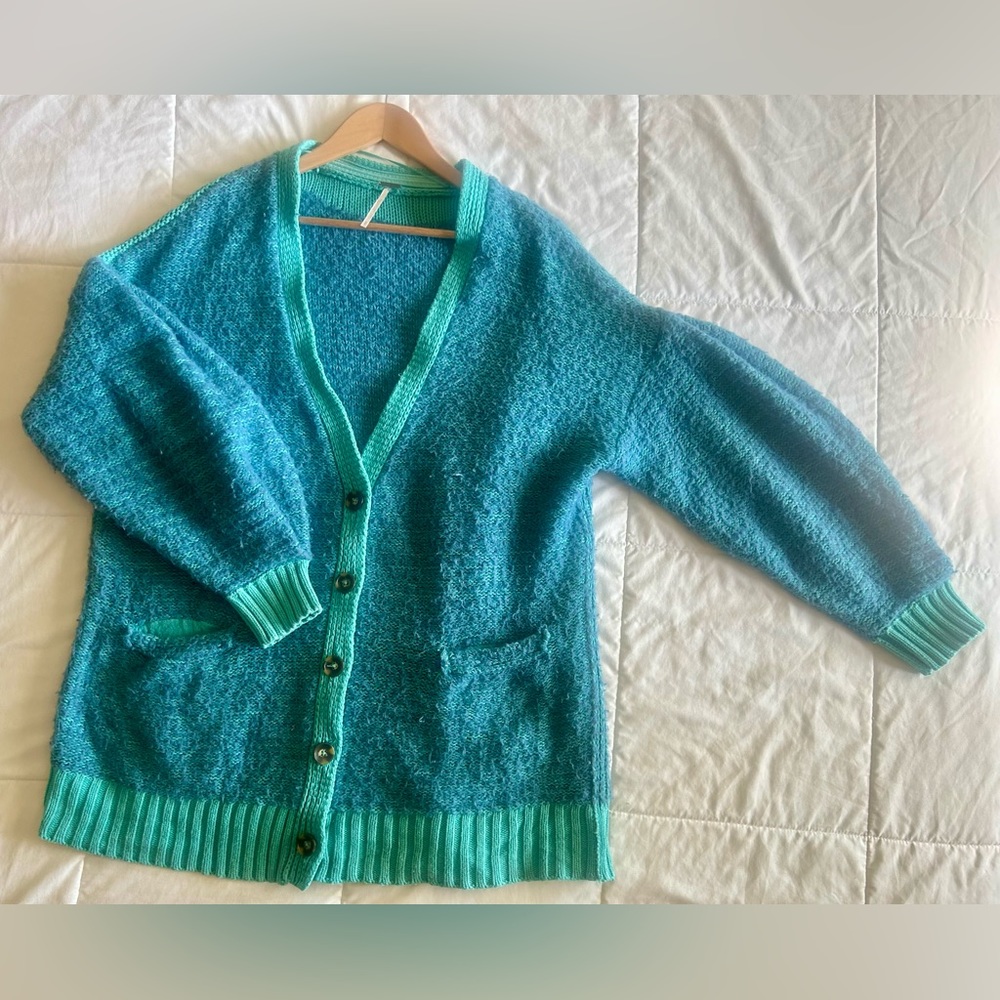 Women’s Free People Aqua/Blue Oversized Cardigan